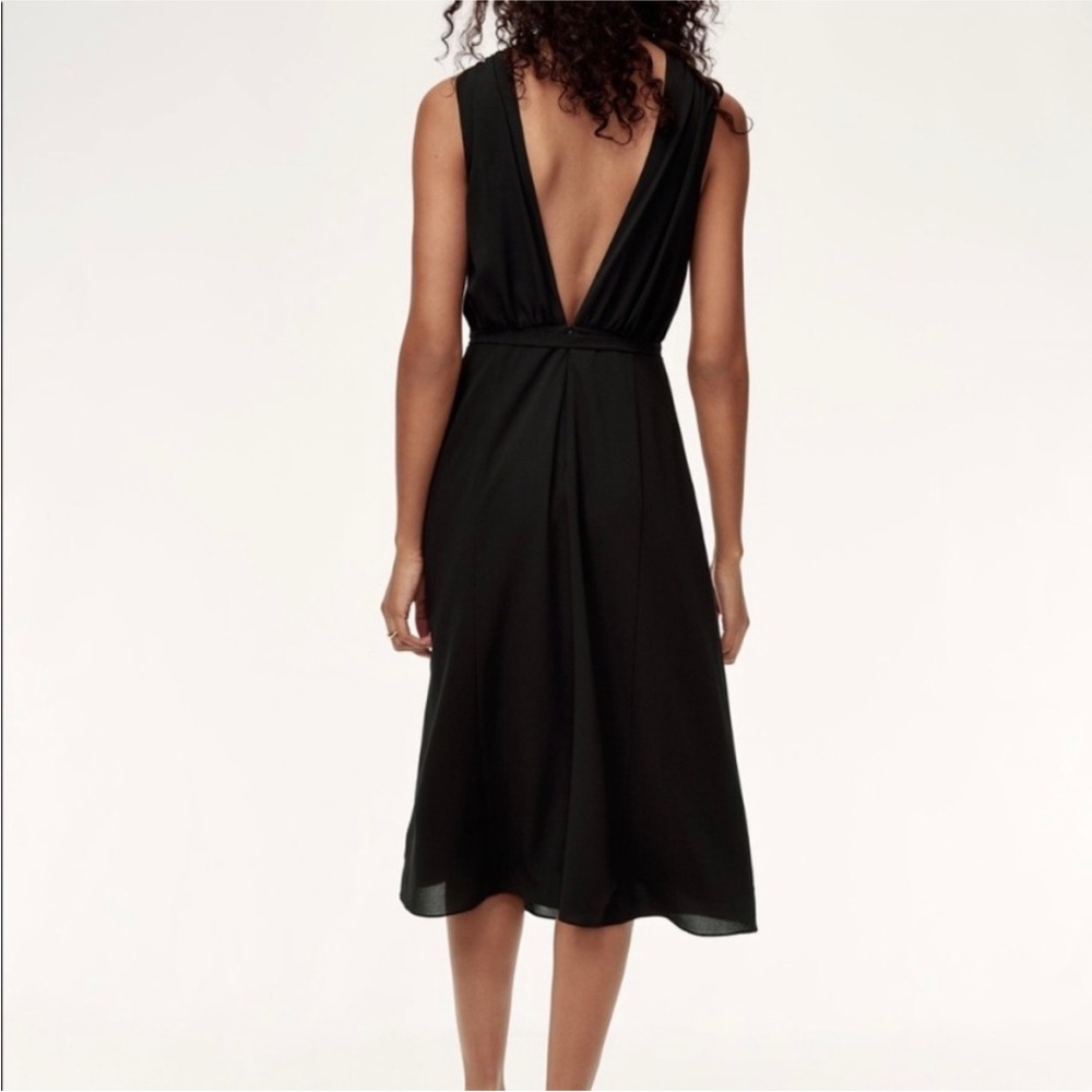 Aritzia Wilfred Aubrey Backless Black Chiffon Midi Dress